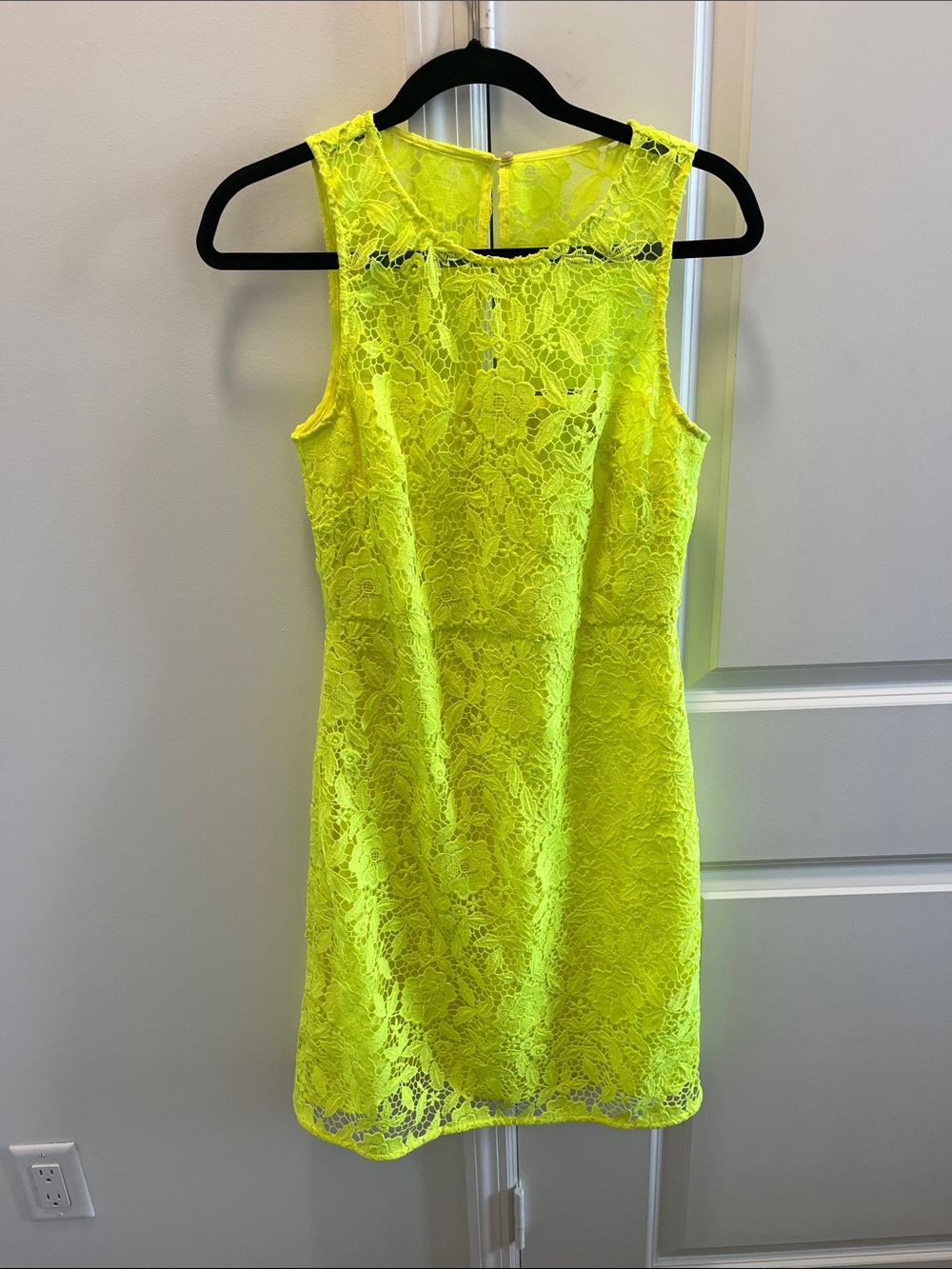 J. Crew Neon Lace Midi Dress in Bright Yellow